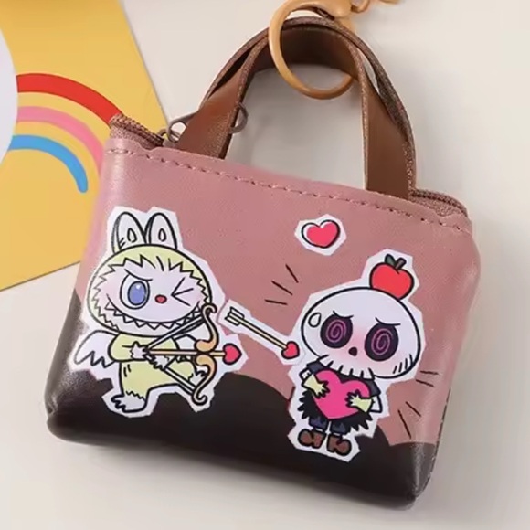 Labubu Theme Coin Purse/ Handbag Charm Keychain Zimomo TyCoco Cupid Love Scene - Picture 1 of 5